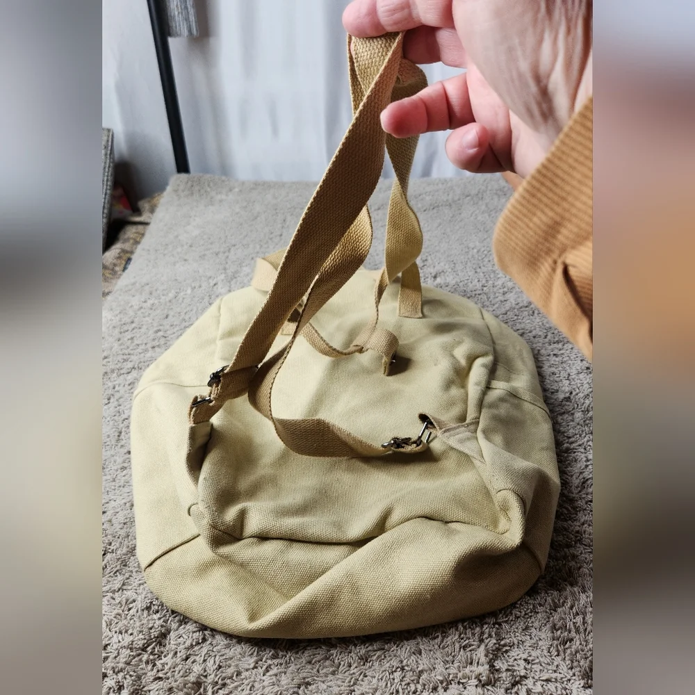 BAIYIRONG BACKPACK Tan Canvas Multipocket Backpack With Straps